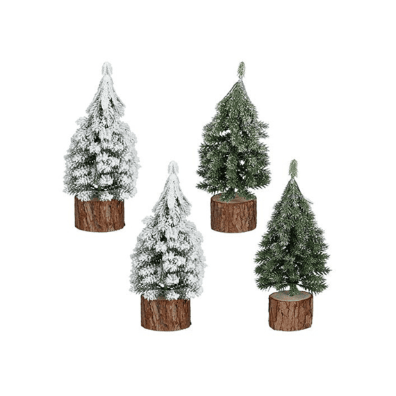 Mica Decoratie Boom Groen Frosted H19xd8cm 3 Assortiment