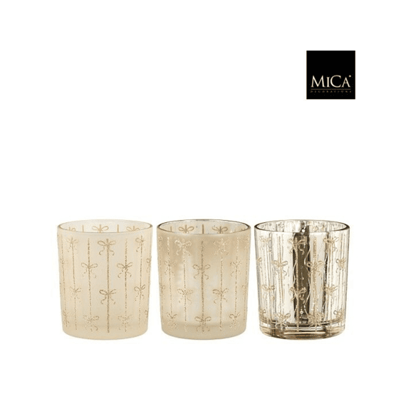 Mica Theelichthouder Goud H10xd9cm 3 Assortiment