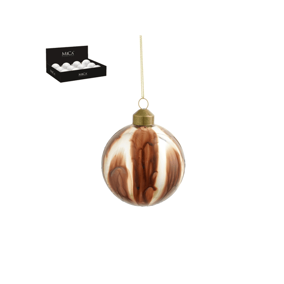 Mica Bal Glas Bruin Marble Finish D8cm