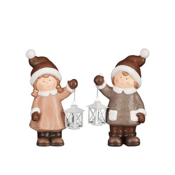 Mica Decoratie Jongen-meisje Lantaarn L22xb16,5xh40cm 2Assortiment.
