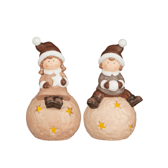Mica Decoratie Jongen-meisje Bal Led Battery Operated L21xb19,5xh36,5cm 2Assortiment.