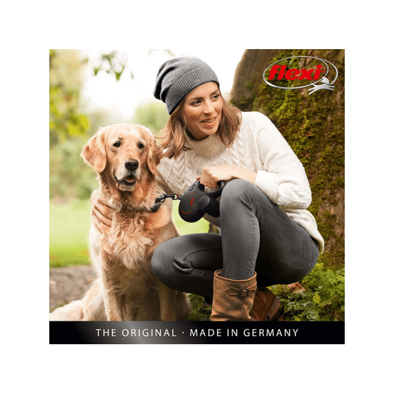 Flexi New Classic Lint Black Fire M/5m Zwart/rood