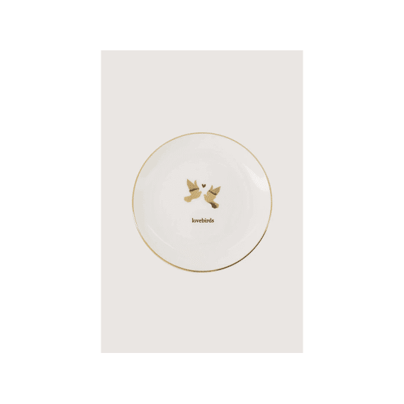 Zusss Gebaksbordje Lovebirds Wit / Goud