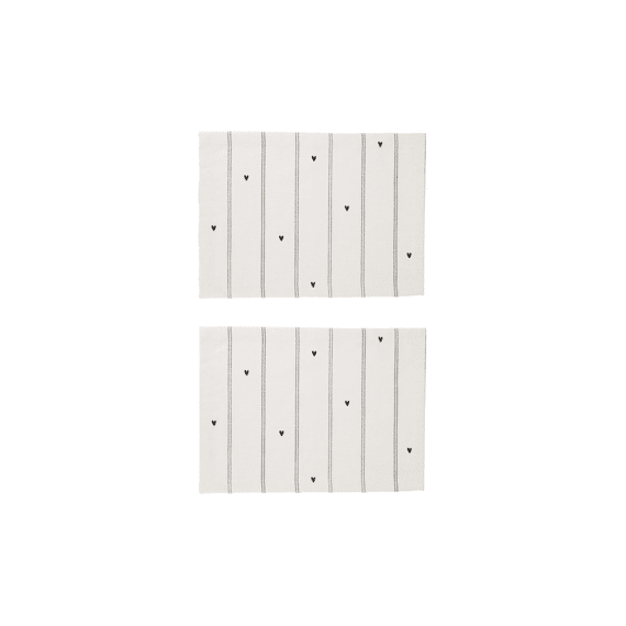 Zusss Placemats Strepen / Hartjes Zand / Antracietgrijs Set/2