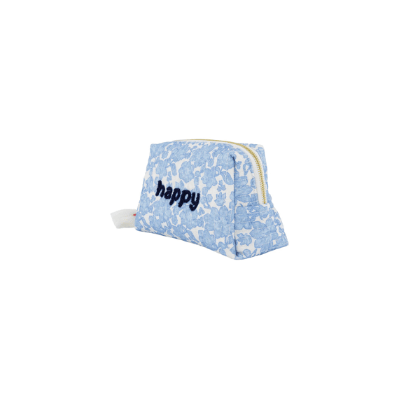 Zusss Toilettas Bloemen Happy Lichtblauw / Wit