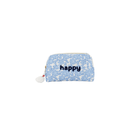 Zusss Toilettas Bloemen Happy Lichtblauw / Wit