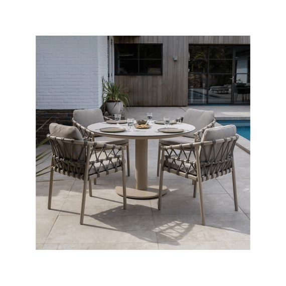 4 Seasons Sarah Tuintafel Met Geprint Keramisch Blad 120cm Latte