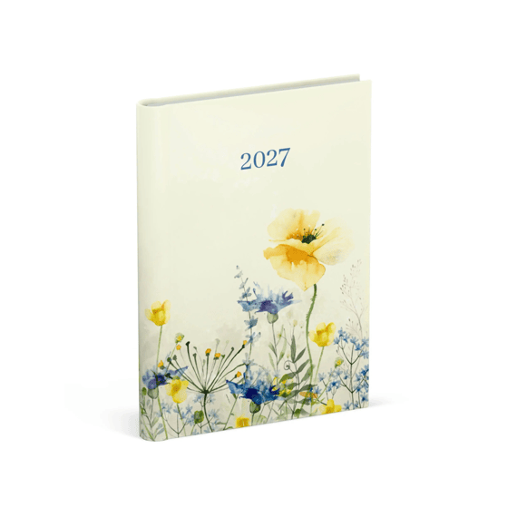 Lannoo Agenda Wire-o Flowers Watercolour Geel