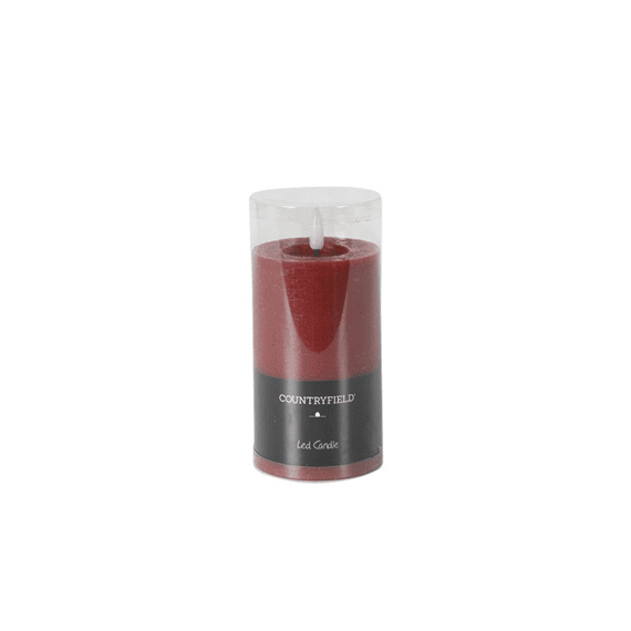 Stompkaars Rustiek Ø7,5cm Led Rond Lyon M Rood 7,5x7,5x12,5cm
