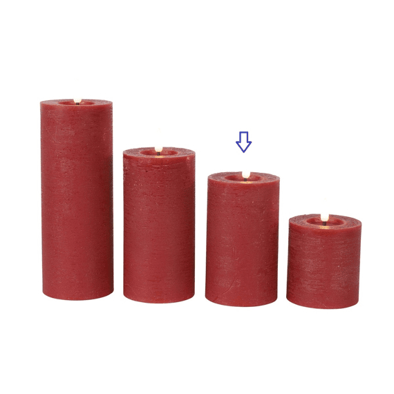 Stompkaars Rustiek Ø7,5cm Led Rond Lyon M Rood 7,5x7,5x12,5cm