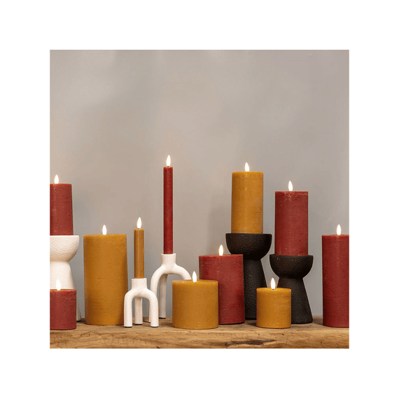 Stompkaars Rustiek Ø7,5cm Led Rond Lyon M Rood 7,5x7,5x12,5cm