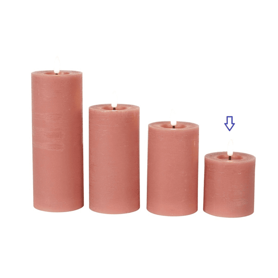 Stompkaars Rustiek Ø7,5cm Led Rond Lyon S Roze 7,5x7,5x8cm