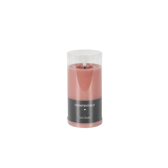 Stompkaars Rustiek Ø7,5cm Led Rond Lyon M Roze 7,5x7,5x12,5cm