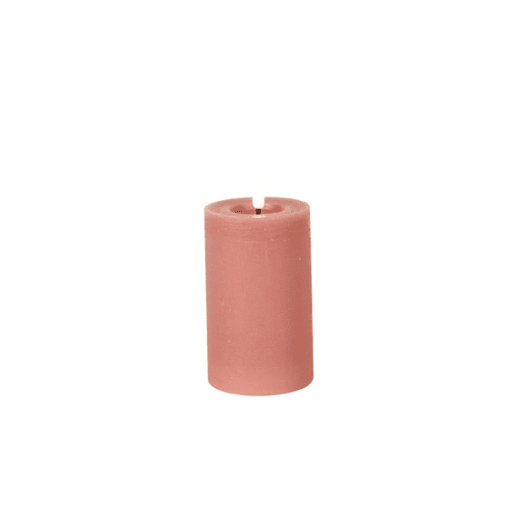 Stompkaars Rustiek Ø7,5cm Led Rond Lyon M Roze 7,5x7,5x12,5cm