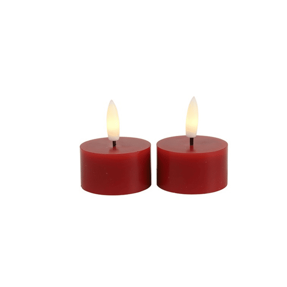 Theelicht Rustiek Ø4cm Led Ro Lyon S2 Rood 4x4x5,2cm