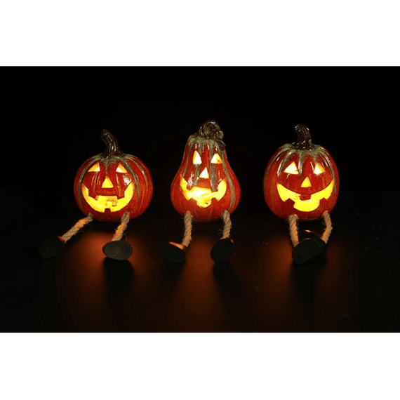 Pompoen Led M/bungelbenen Upsala Oranje 6,5x7x10cm 3 Assortiment 