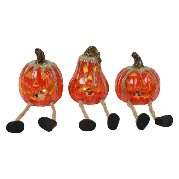 Pompoen Led M/bungelbenen Upsala Oranje 6,5x7x10cm 3 Assortiment 