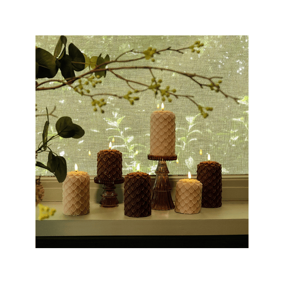Dennenkegel Kaars Ci Led Lyon S Beige 8,5x8,5x10cm