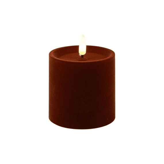 Stompkaars Velvet Ø7,5cm Led Rond Lyon S Diepbruin 7,5x7,5x7,5cm