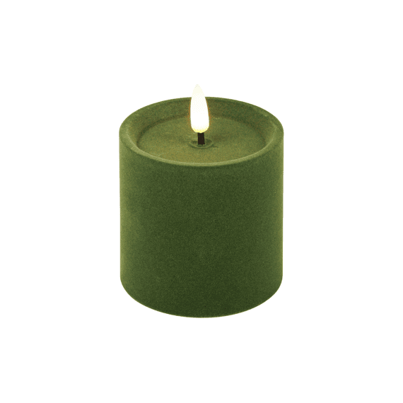 Stompkaars Velvet Ø7,5cm Led Rond Lyon S Lichtgroen 7,5x7,5x7,5cm