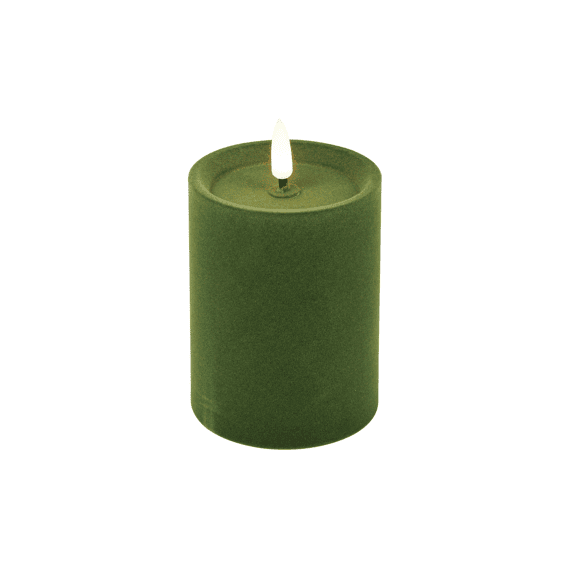 Stompkaars Velvet Ø7,5cm Led Rond Lyon M Lichtgroen 7,5x7,5x10cm