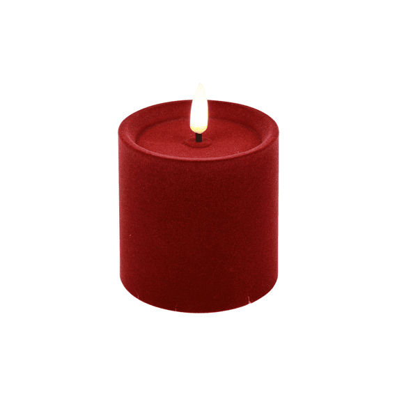 Stompkaars Velvet Ø7,5cm Led Rond Lyon S Dieprood 7,5x7,5x7,5cm