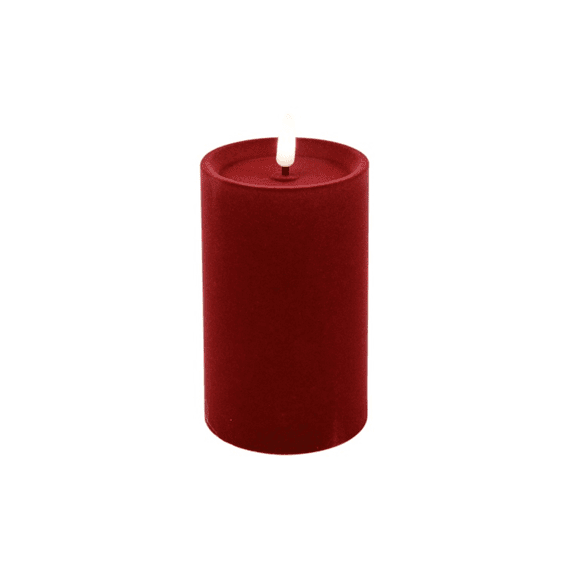 Stompkaars Velvet Ø7,5cm Led Rond Lyon L Dieprood 7,5x7,5x12,5cm