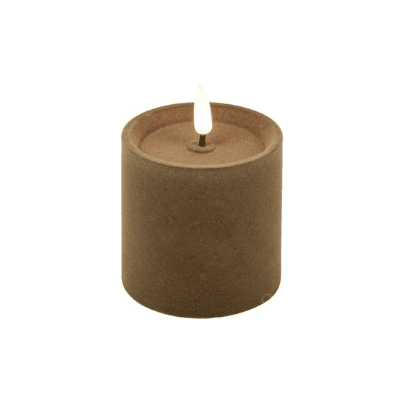 Stompkaars Velvet Ø7,5cm Led Rond Lyon S Taupe 7,5x7,5x7,5cm