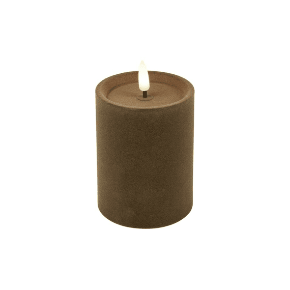 Stompkaars Velvet Ø7,5cm Led Rond Lyon M Taupe 7,5x7,5x10cm