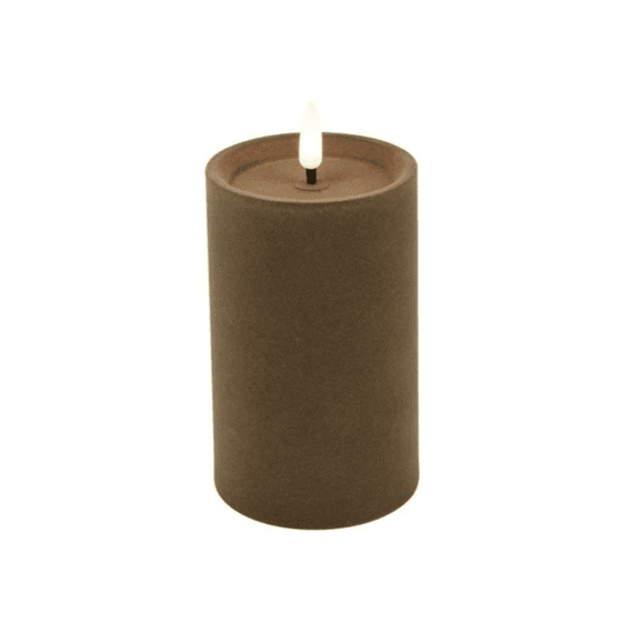 Stompkaars Velvet Ø7,5cm Led Rond Lyon L Taupe 7,5x7,5x12,5cm
