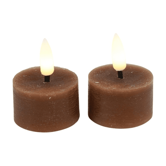Theelicht Ø4cm Led Lyon Bruin 4x4x2,5cm 2st.