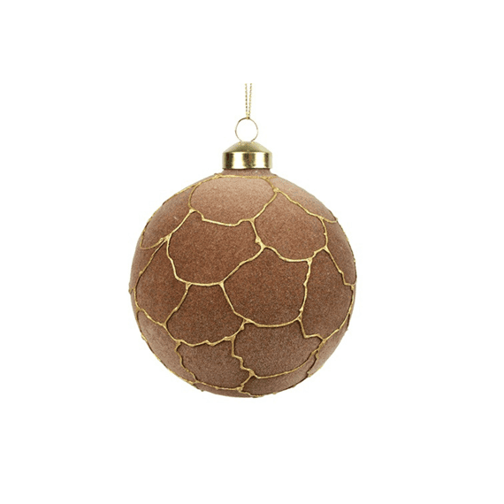 Kerstbal Rond Malin S L.bruin/goud Ø8cm