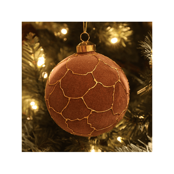 Kerstbal Rond Malin L L.bruin/goud Ø10cm