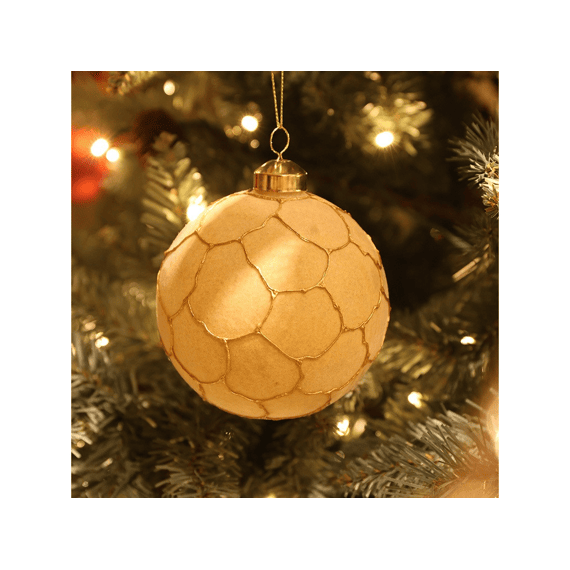 Kerstbal Rond Malin S Beige/goud Ø8cm