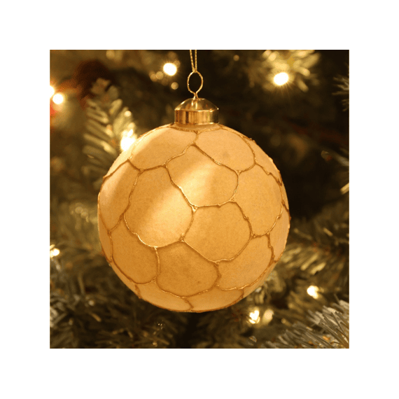 Kerstbal Rond Malin L Beige/goud Ø10cm