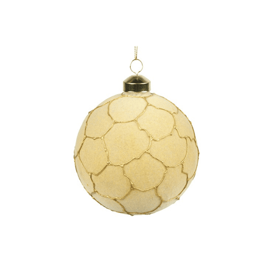 Kerstbal Rond Malin L Beige/goud Ø10cm