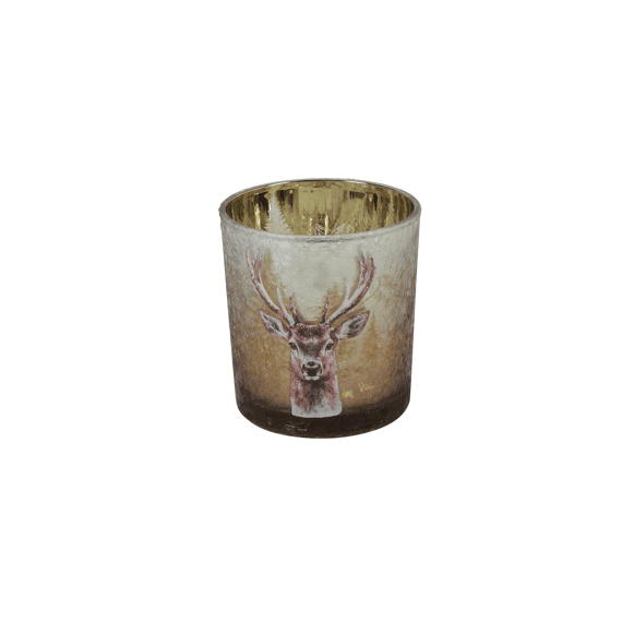 Windlicht M/hert Rond Davy S Bruin 7,3x7,3x8cm