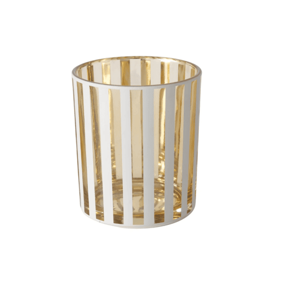 Windlicht Lines Rond H10cm Glas Gestreept