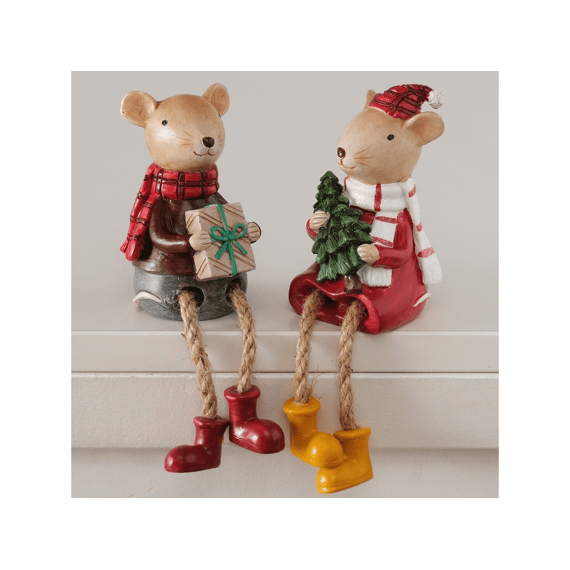 Randzitter Millie Muis H10.5cm Groen-rood 2assortiment
