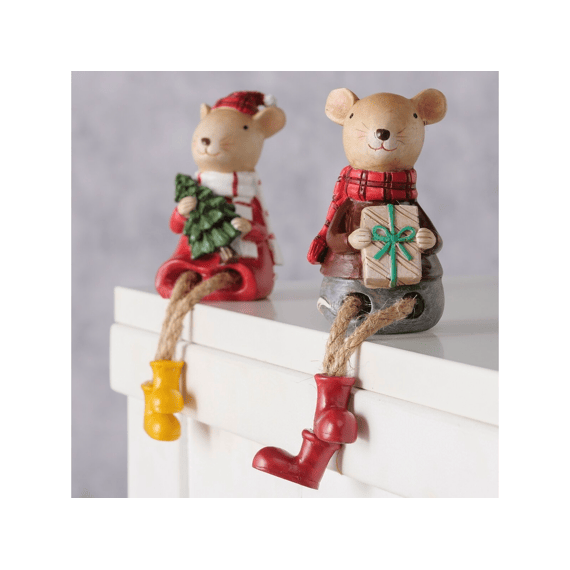 Randzitter Millie Muis H10.5cm Groen-rood 2assortiment