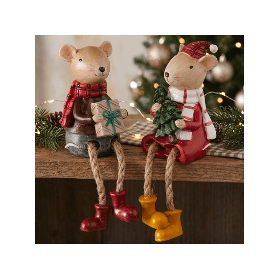 Randzitter Millie Muis H10.5cm Groen-rood 2assortiment