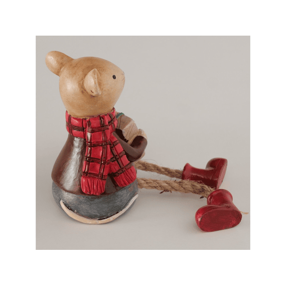 Randzitter Millie Muis H10.5cm Groen-rood 2assortiment