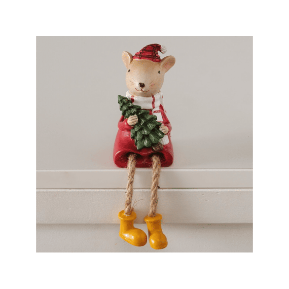 Randzitter Millie Muis H10.5cm Groen-rood 2assortiment