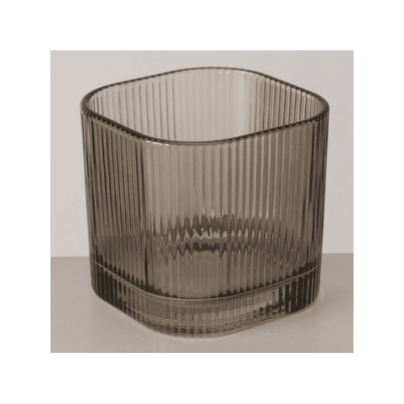 Windlicht Konos Vierkant H6.5cm Glas Bruin 2ass.