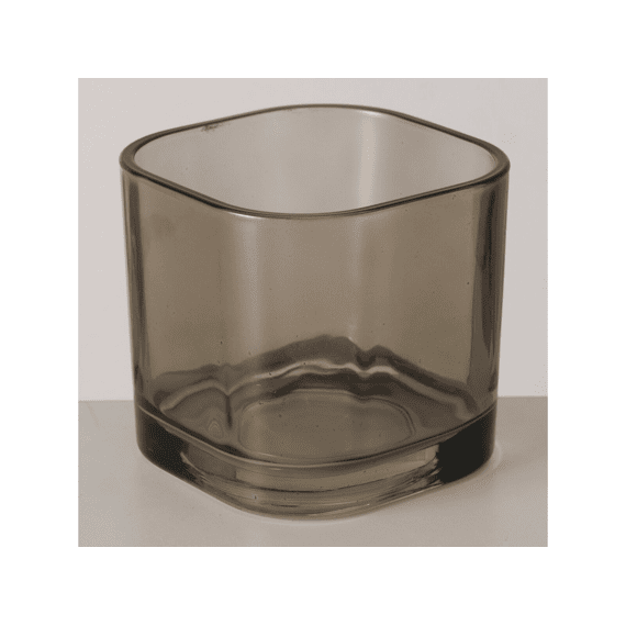 Windlicht Konos Vierkant H6.5cm Glas Bruin 2ass.
