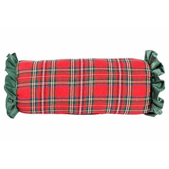 Kussen Roll Checkers Rood 40x13xh13cm Cilindrisch Textiel