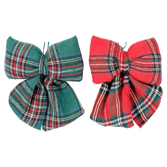 Strik Checkers Rood Groen 12x3xh14cm Textiel 2st.