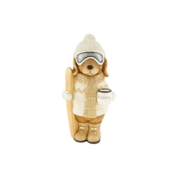 Hond Magnesium 23x21.5x45cm Wit/goud
