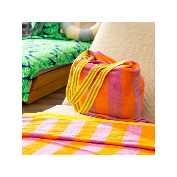 Dutch Decor Set Strandtas + Strandlaken Samira 40x50cm + 90x180cm Fuchsia Pink