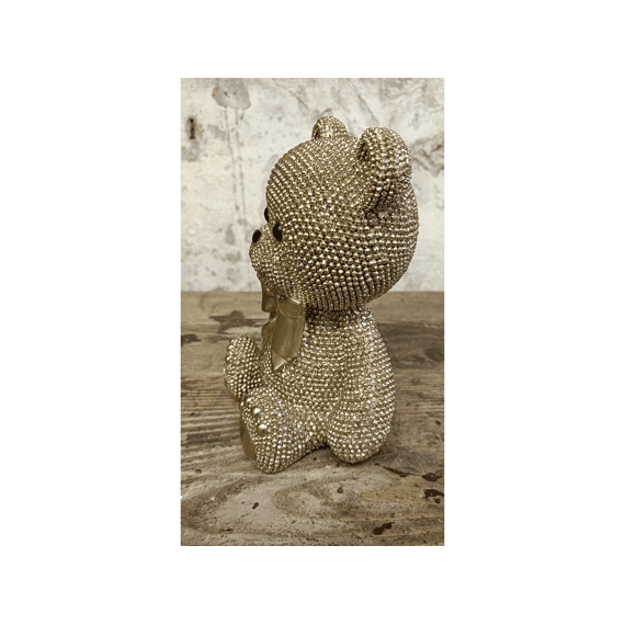 Sculptuur Teddybeer M Glinster Goud Polystone 12,5x11x17,5cm